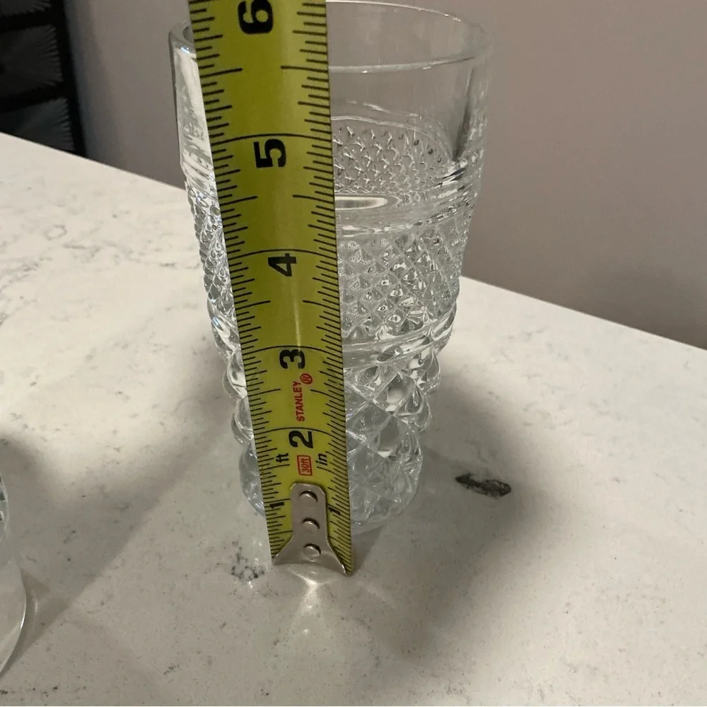 Vtg Anchor hocking Wexford clear glass flat tumbler criss cross ice water glass